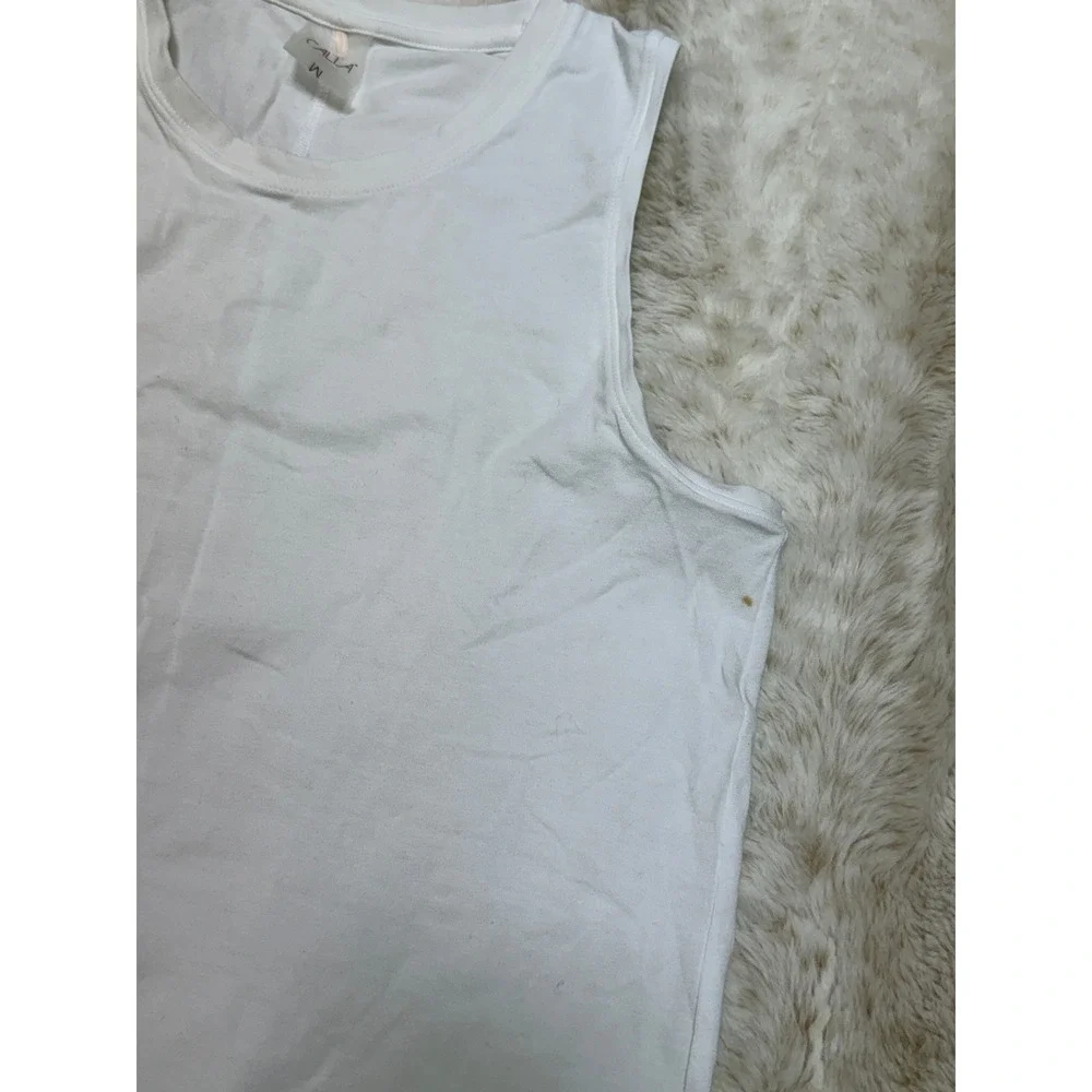Calia‎ Tank Top Women Size M White Good Sleeveless Crew Neck Activewear - Picture 5 of 7